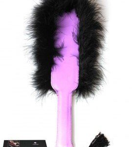 Fusta de cuero y pelo de marabu en tres colores fucsia lila y rosa oferta 2018 color lila